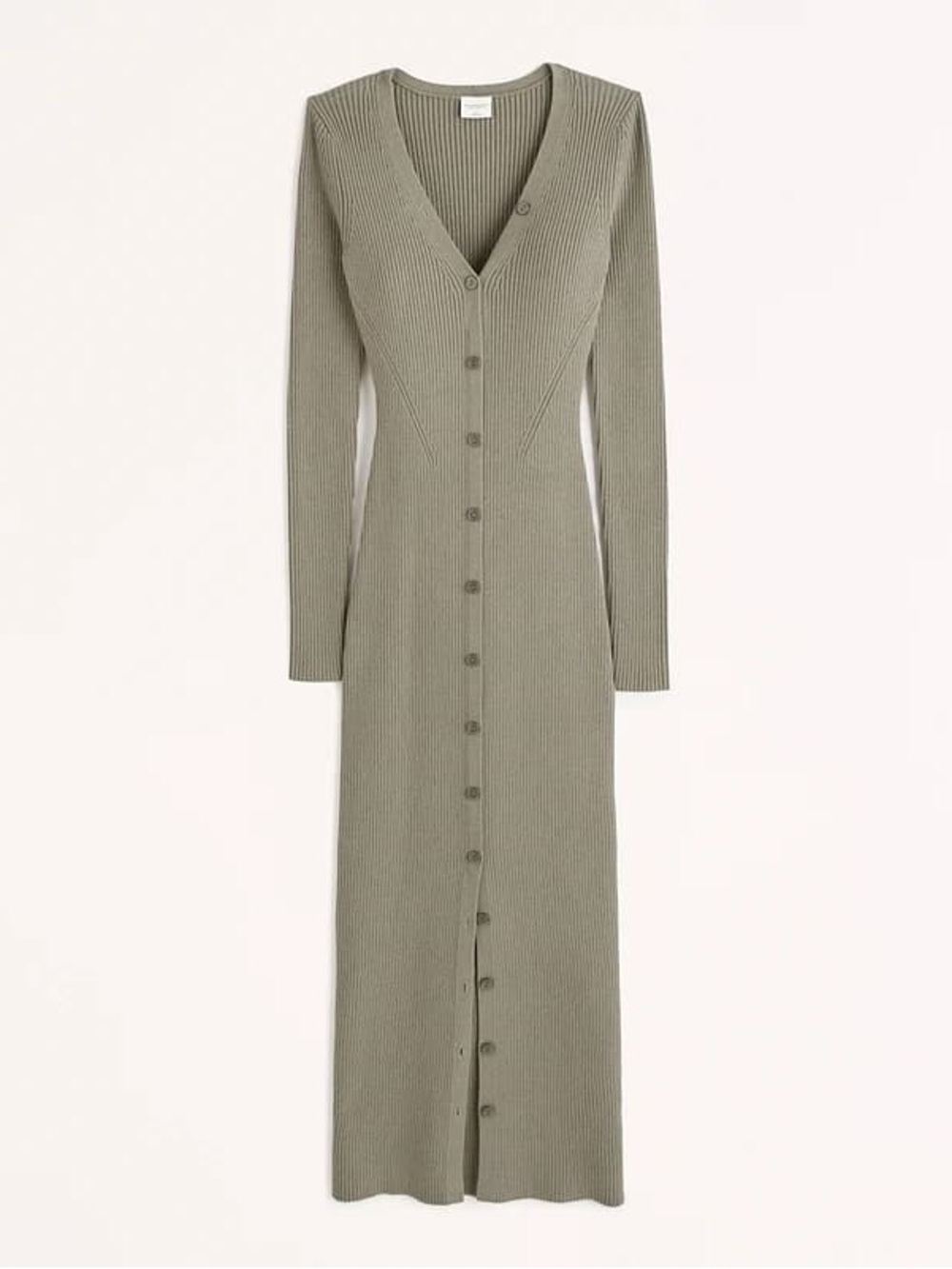 Abercrombie & Fitch Button Front Midi Sweater Dress in Olive Green - M